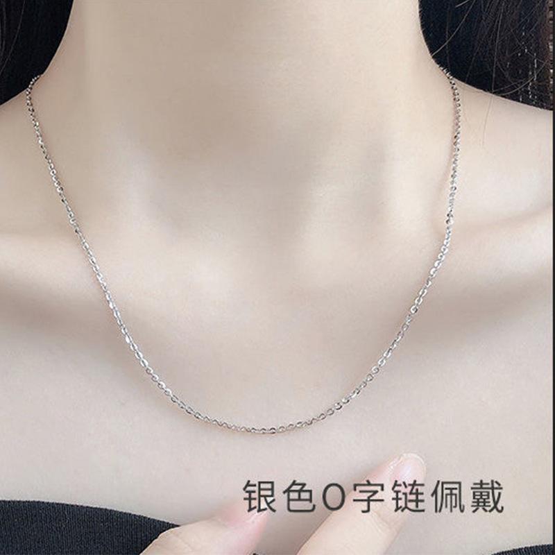 Whole Body Sterling Silver S Universal Chain O-Shaped Box Chain Electroplated White Gold 18K Gold Rose Gold Cross Chain Silver Necklace