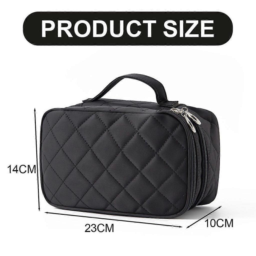 Small makeup bag, women's casual makeup bag, 2-layer travel makeup bag, daily use capacity