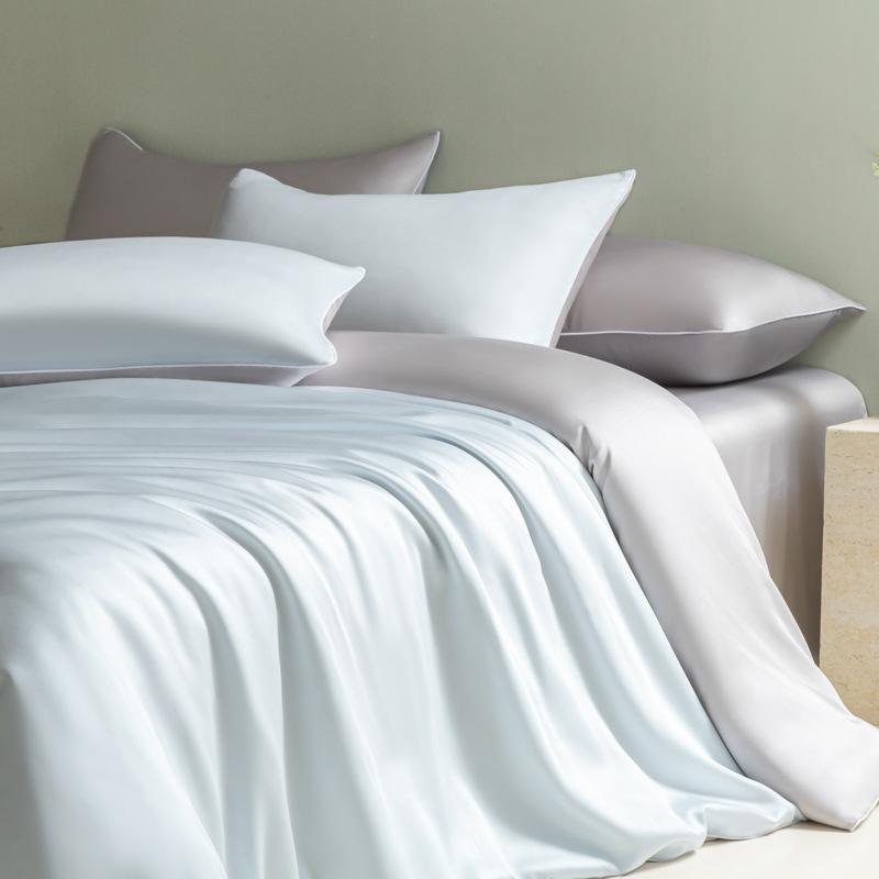 

Комплект постельного белья Summer Cooling Ice Silk из 4 предметов с пододеяльником и простыней на резинке - можно стирать в стиральной машине, дышащий, комфортный для жаркой погоды 2.0M-4Pcs