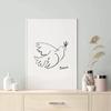 Picasso Minimalist Animal Dog and Peace Dove Canvas Painting Wall Art Pictures Posters and Prints for Living Bedroom Home Decor