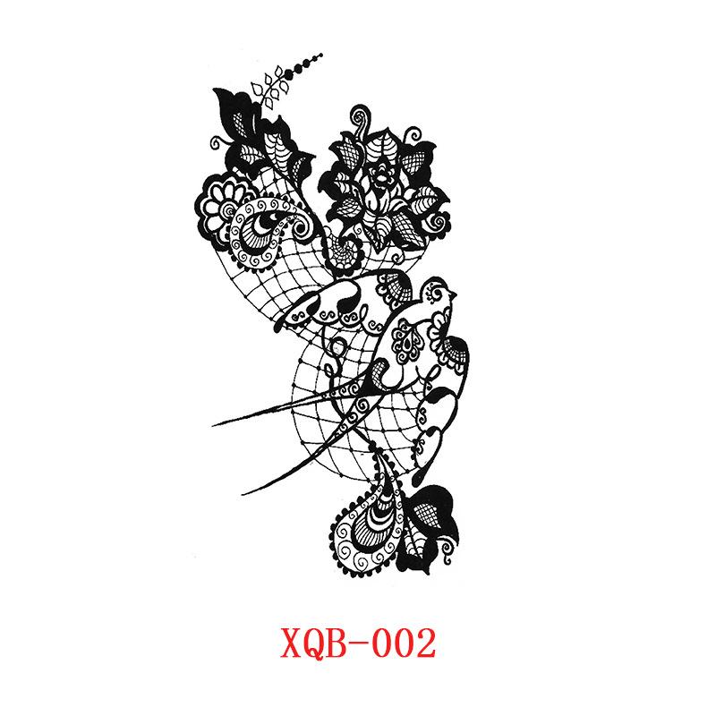 Kleine Ganzarm-Tattoo-Aufkleber, Blumenbuchstaben, Tier-Tattoo-Aufkleber, Schwarze Aufkleber Tattoo