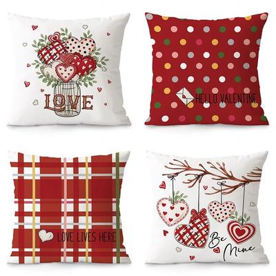 New Valentine's Day Pillow Case Line Print Couple Home Living Room Sofa Cushion Cover Festive