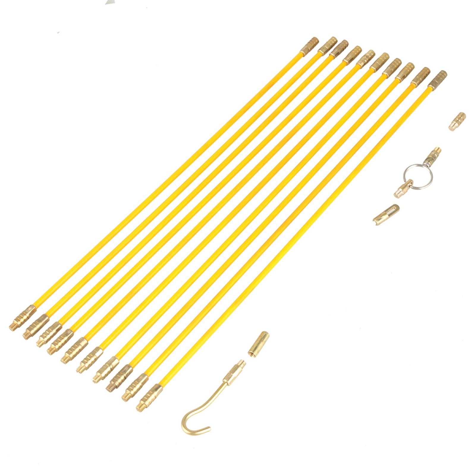 10pcs 4mm Fibre de Verre Fil de Tirage Câble Électrique Aiguille de Tirage Kit Pousser & Tirer yellow