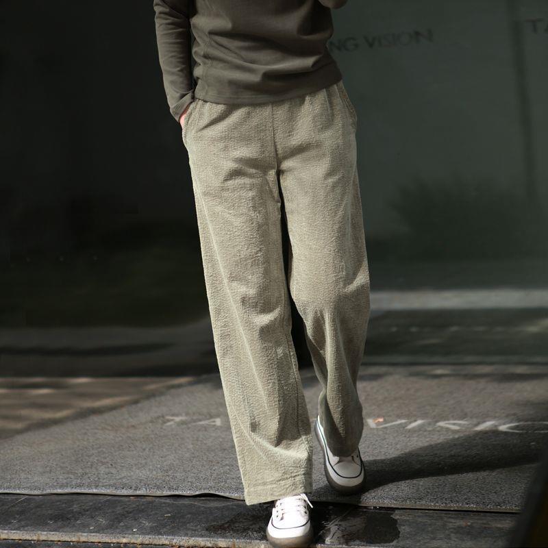 2025 Women's High Waist Straight-Leg Corduroy Pants: Versatile, Casual, Loose-Fit Woolen Pleated Solid Color Long Pants