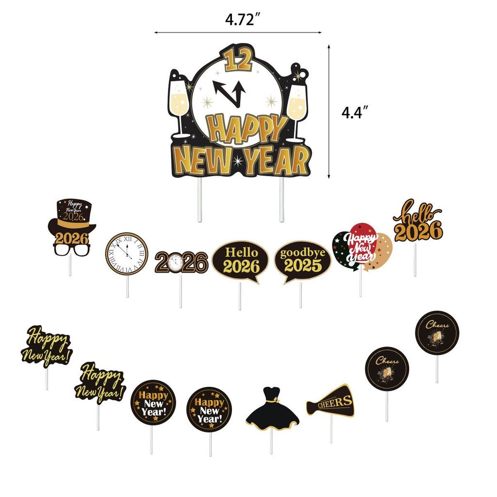 2026 Happy New Year Party Balloon Black Gold New Year Banner 2026 Number Balloons Home Happy 2026 New Year Party Decorations