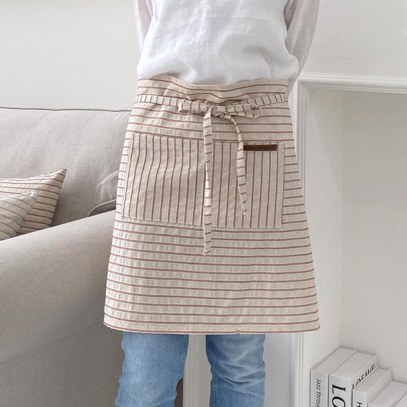 Line Stitch Waist Apron (2 Colors) Blue Stripe