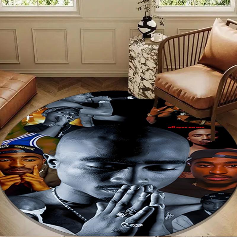 Rap Legend In Blue Round Rug for Livingroom,Bedroom, Palyroom, Chair Rug, Area Rug, Circle Carpet, Large Size Fan Christmas Gift