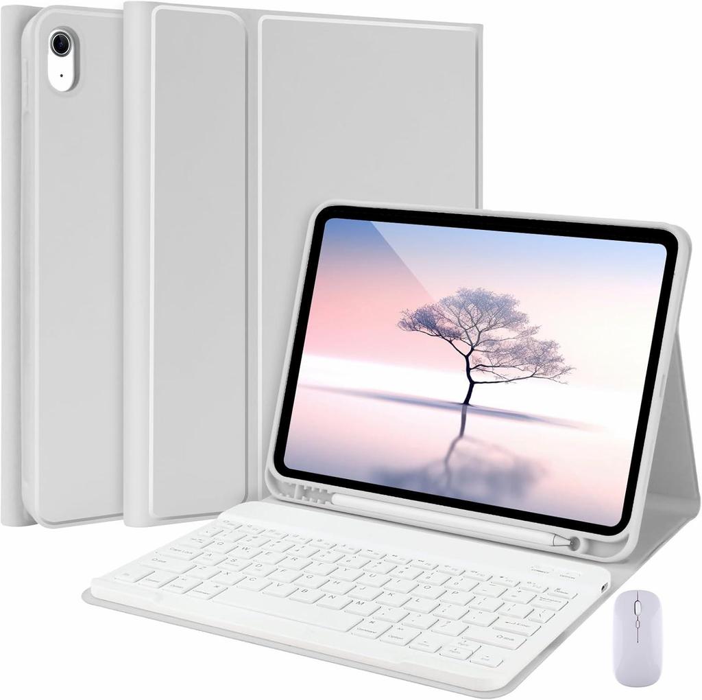 iPad 11th Gen Protective Case with Azerty French Bluetooth Keyboard and Magnetic Suction Soft Shell.