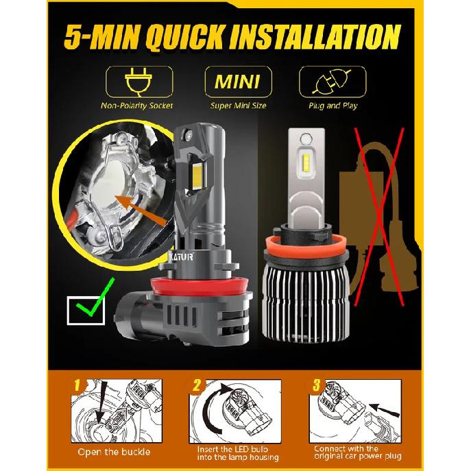 Katur 2x H8 H9 H11 Car Led Headlight Fog Light Super Bright 6000K White High Power 100W Car Light For Subaru Outback Forester