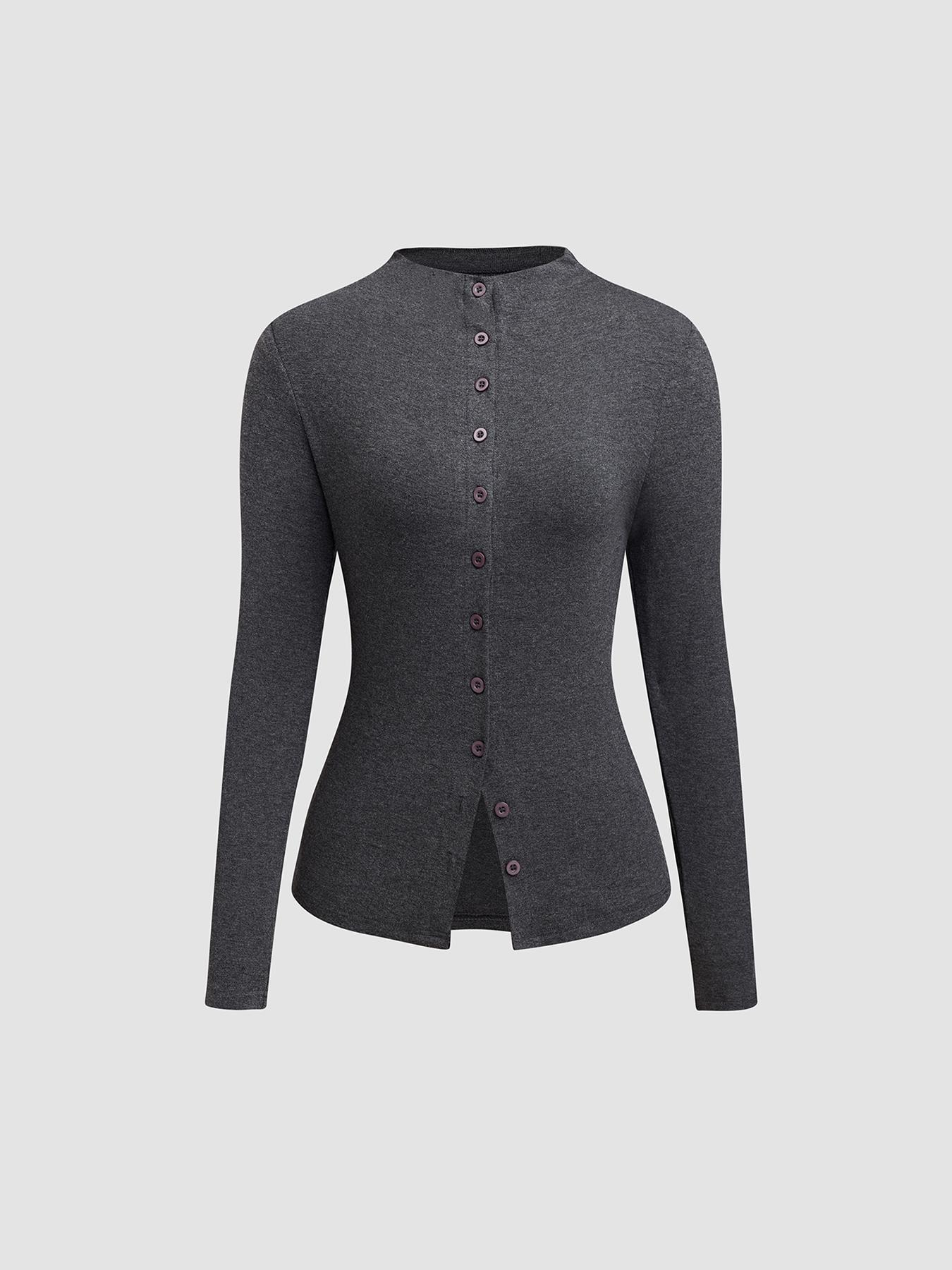 Women s Slim-Fit Long-Sleeve Knitted Cardigan T-Shirt Large