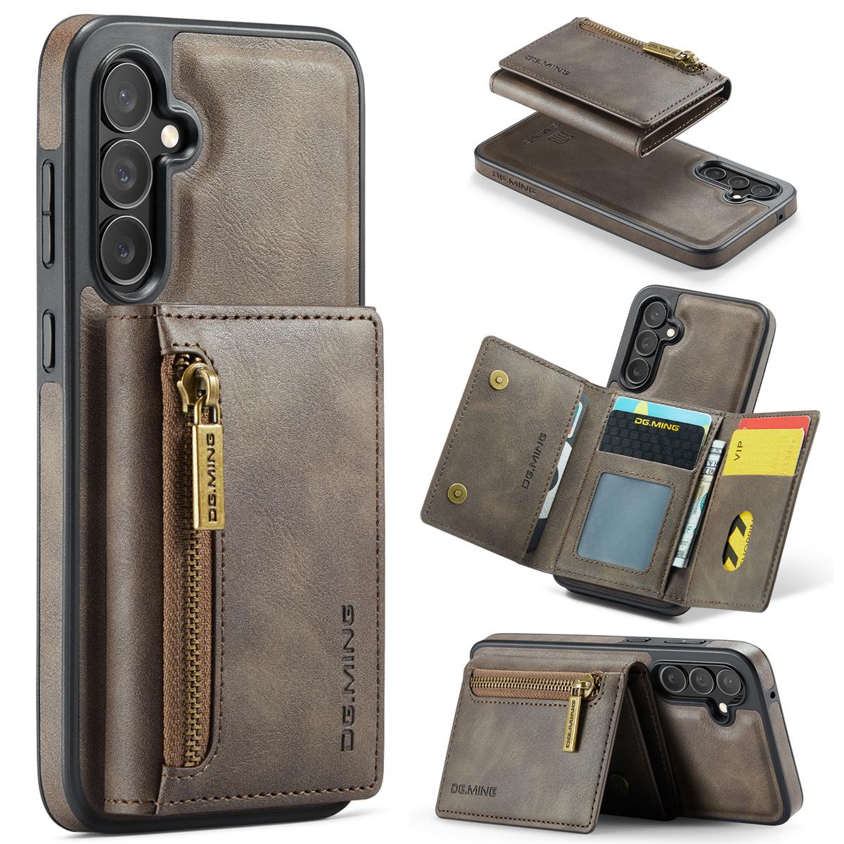 

For Samsung Galaxy S25 Case Detachable Magnetic Leather Phone Cover with Card Slots Coffee