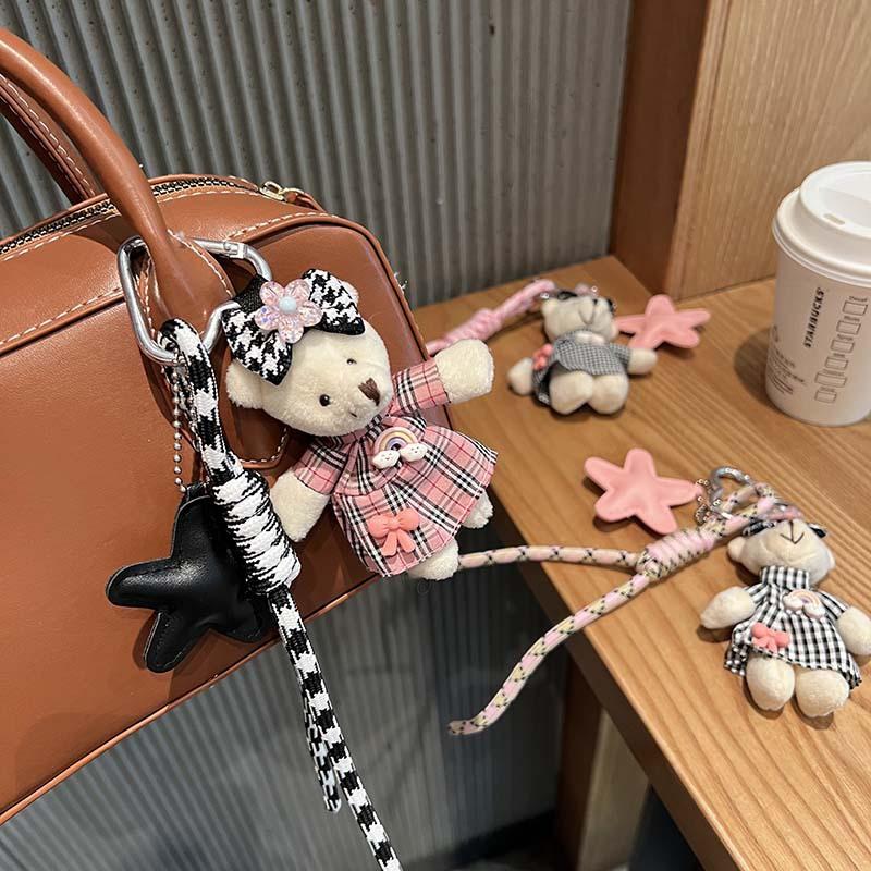 Fashion Little Bear Key Chain Five-pointed Star Braided Rope Pendant Girl Backpack Decoration