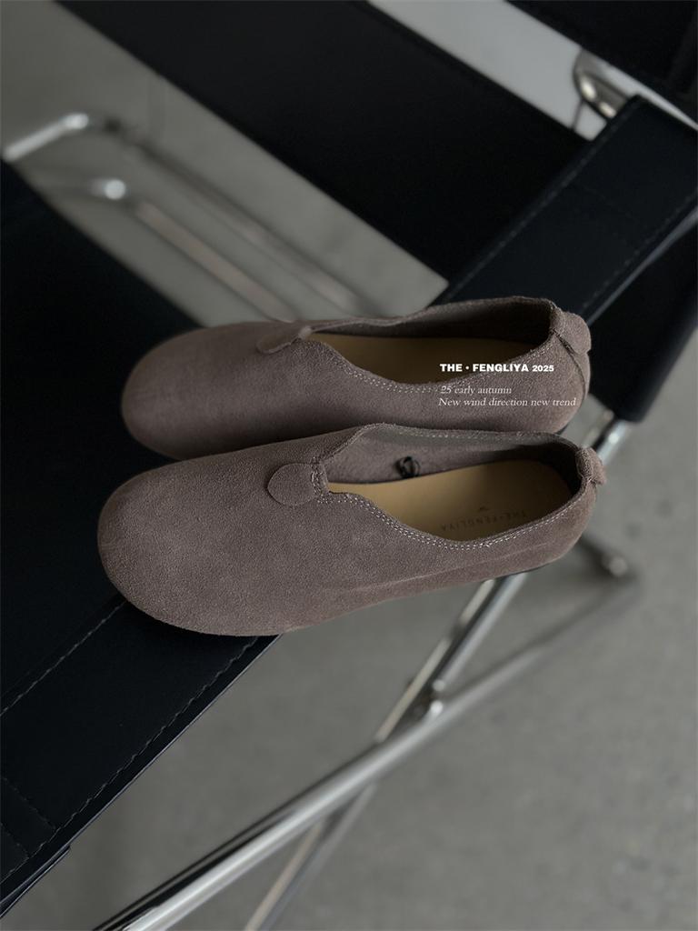 Soft-soled Single Shoes Women's 2025 Autumn New Flat Shoes One-pedal Grandma Shoes Women's Versatile Doudou Shoes