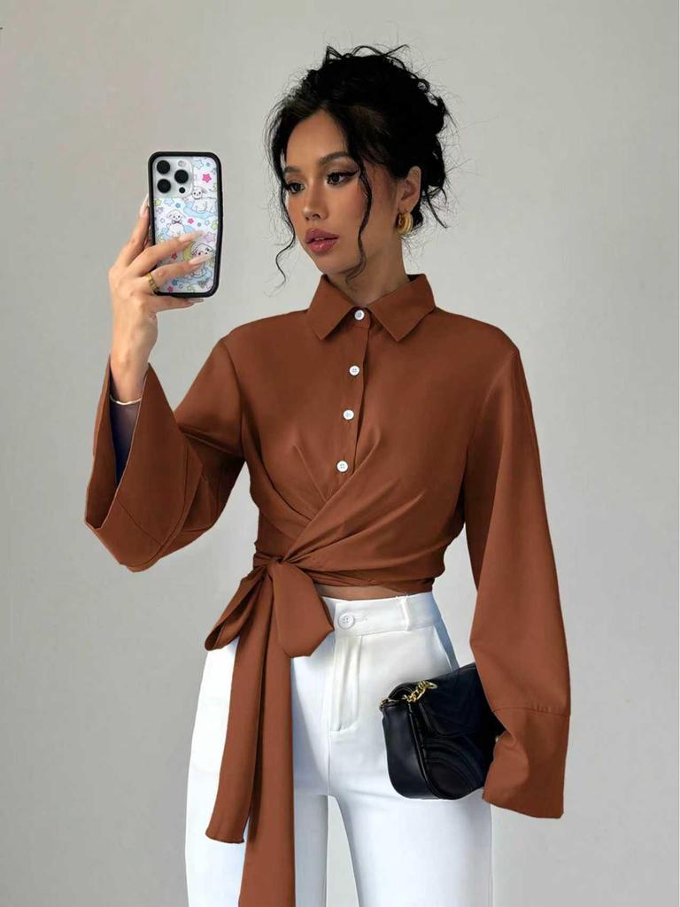 2025 Autumn Solid Color Long Sleeve Top Shirt - PJ0394/PJ0393