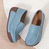 Fashion Women Platform Shoes PU Leather Wedge Heels Waterproof Loafers Non-slip Casual Walking Shoes Slip-on Mother Shoes