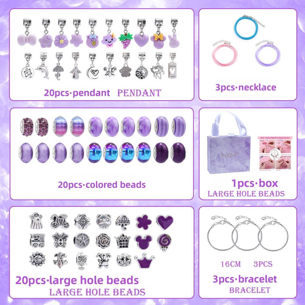 Cartoon Pink Set DIY Handmade Jewelry Children's Bracelet Women's Exquisite Gift Box Bracelet