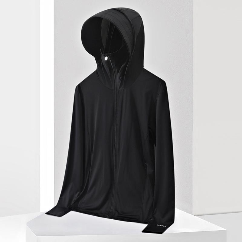 Unisex Ice Silk Sun Protection Jacket with Detachable Hood, UPF50+
