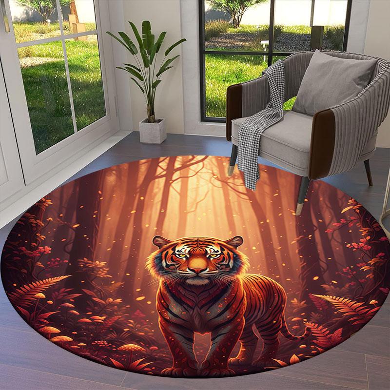 AnimalsElves Round Area Rug,Carpet Rug for Living Room Bedroom Sofa Playroom Decor,Non Slip Floor Mat