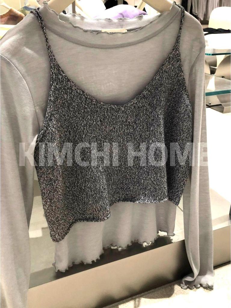 Süßer Rüschen-Cardigan mit Rundhalsausschnitt in Milchgeschmack-Optik zum Layern - Damen Dünnes, halbtransparentes Langarm-T-Shirt