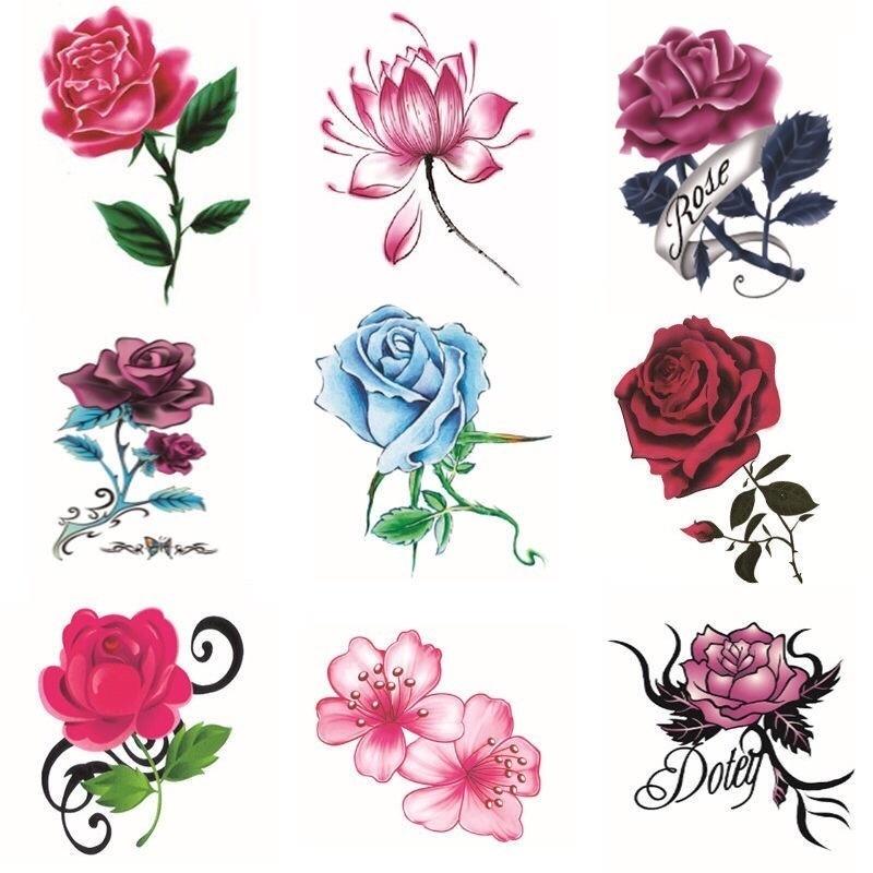 10pcs Lasting Waterproof Butterfly Tattoo Stickers Simulation Rose Sexy Chest Clavicle Sticker