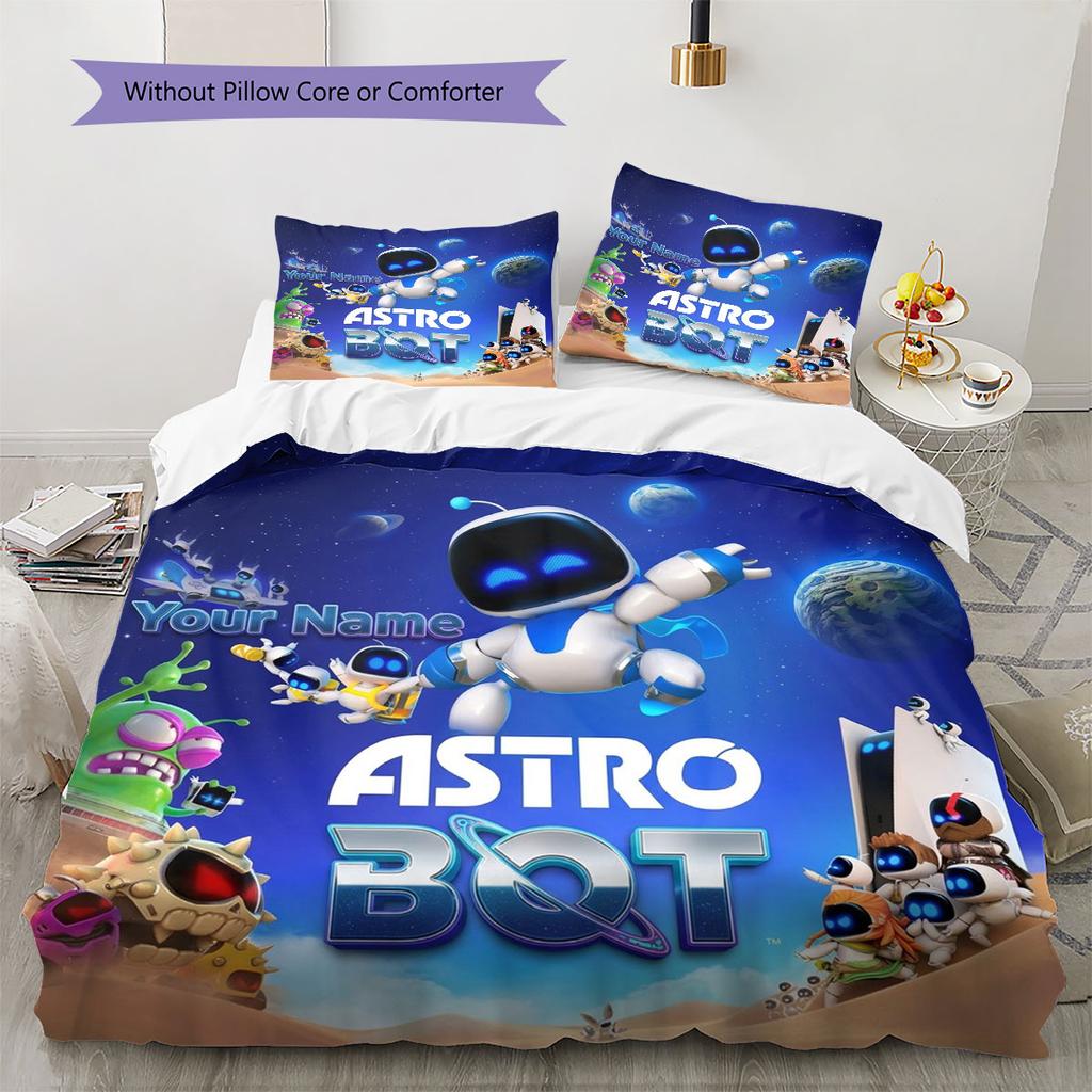 ASTRO BOT Custom Name Pattern Bedding,Quilt Set Quilt Cover Pillowcase Home Birthday Gift(1 * Duvet Cover + 2 * Pillowcase, Without Core)