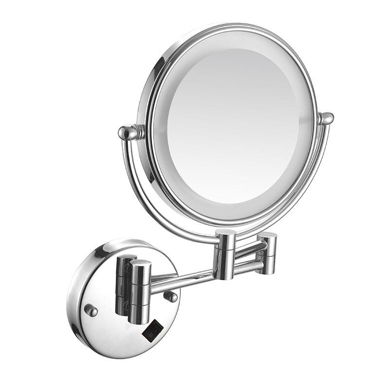 LED Bathroom Vanity Mirror with Folding Makeup Light - Wall-Mounted for Home & Hotel Use