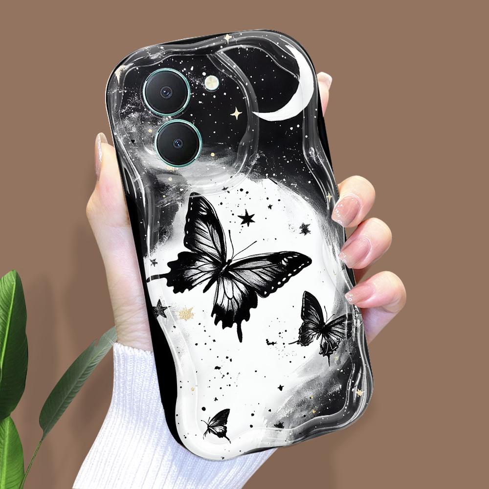 Cute Cartoon Pattern Cream Texture Casing Wavy Edge Soft Silicone Cover Phone Case for Vivo