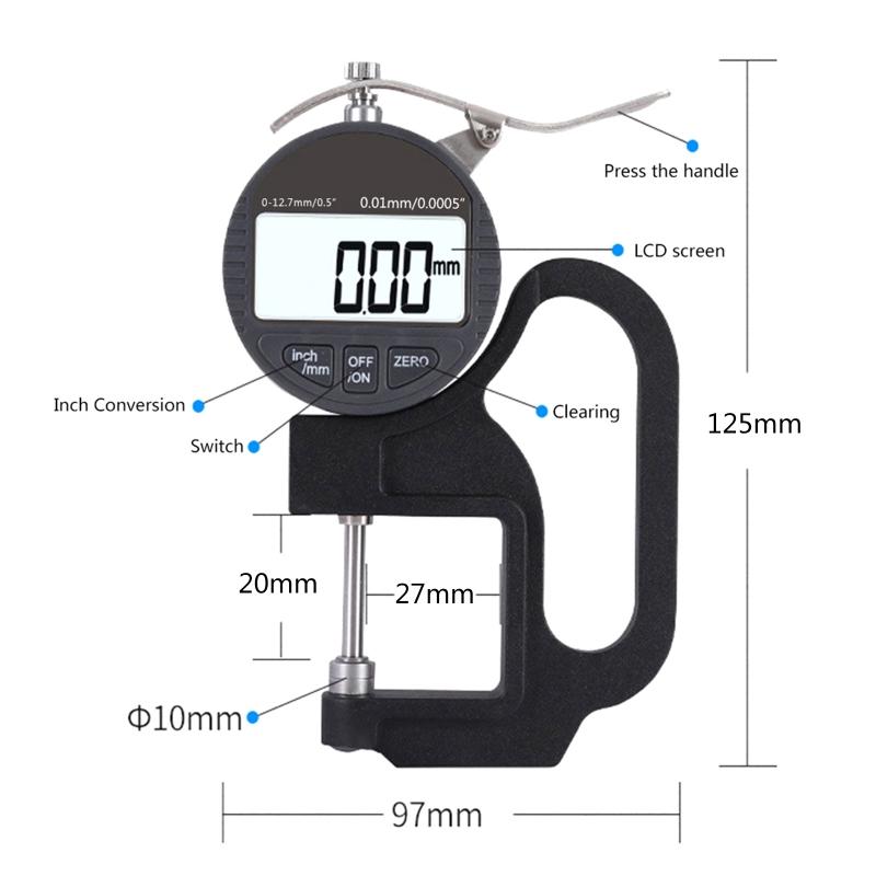 Electronic Digital Dial Thickness Gauge 0.5 inch 0.0005" Resolution Measuring Tool for w/ LCD Display