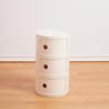 Nordischer runder weißer minimalistischer Nachttisch - Moderner Mini-Seitenkasten aus Kunststoff