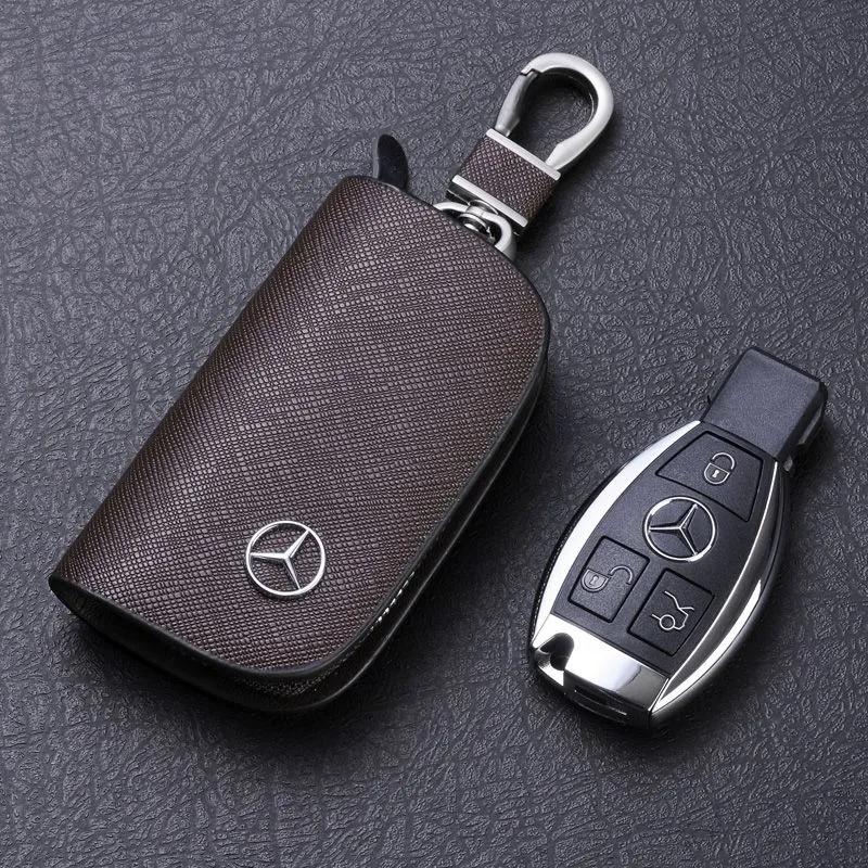 GLC GLB Leather Car Key Case Protection Auto Key Bag Key Chain Cover For Mercedes Benz W176 W177 W204 W205 W212 W213 W206 X156