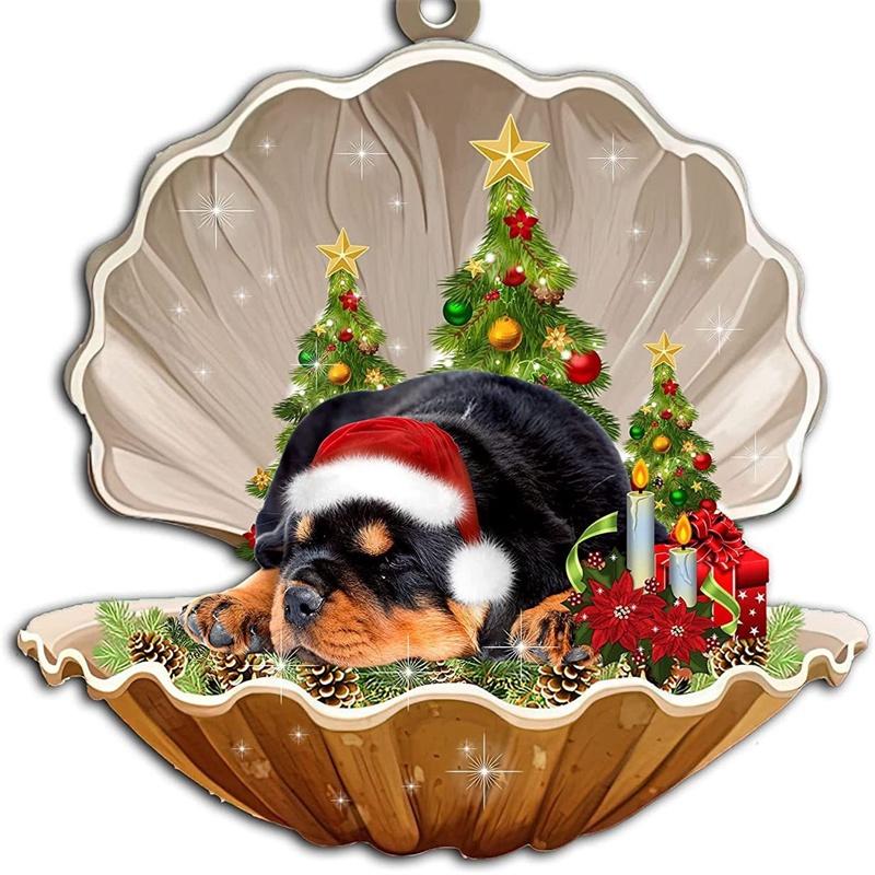Cute Cartoon Acrylic Car Hanging Decoration For Christmas Tree Shell Sleeping Dog