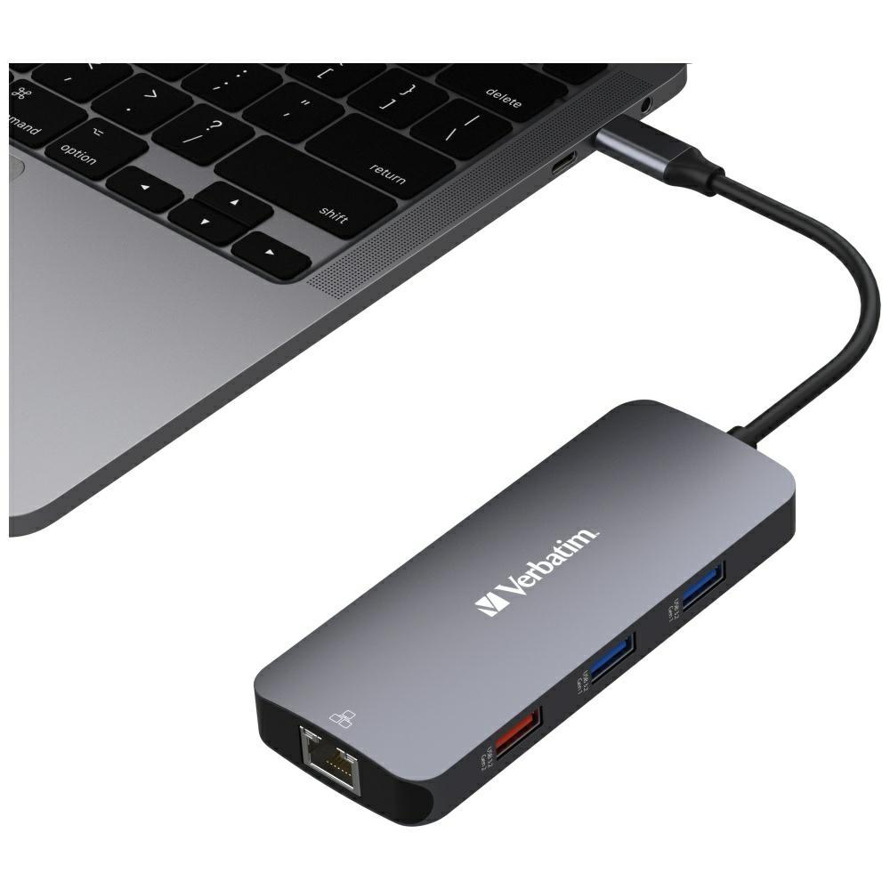 Verbatim Adapter Hub Usb-C - Hdmi/       3Xusb-A/Sd/Microsd/2Xusb-C/Eternet Aluminum/Aluminium 32152