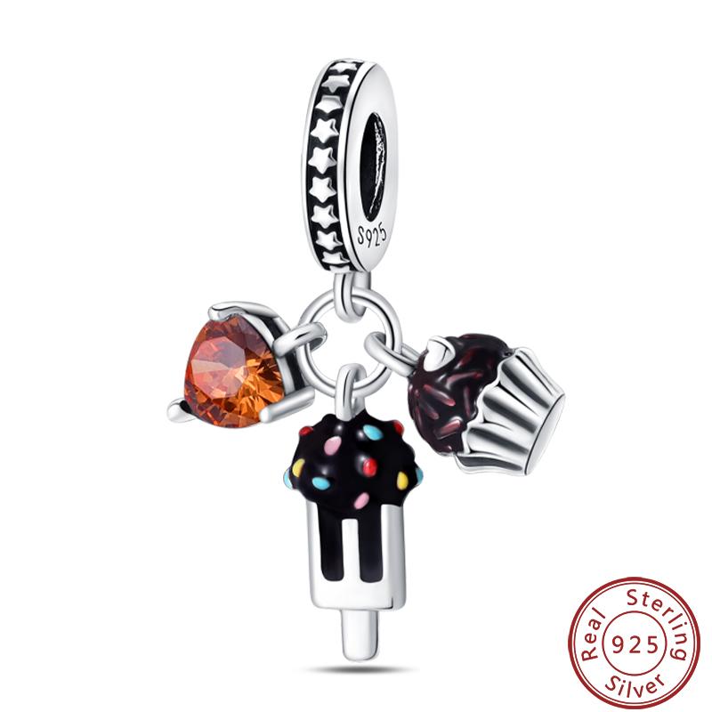 Dessert Afternoon Tea Series Copper Coffee Cake Pizza Fries Sweet Charms Beads 3Mm Diy Fine Jewelry Making