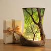 Forest Theme Night Light Handmade Resin Warm Light Rustic Nature-Inspired Ambient Bedside Lamp for Bedroom Living Room Decor