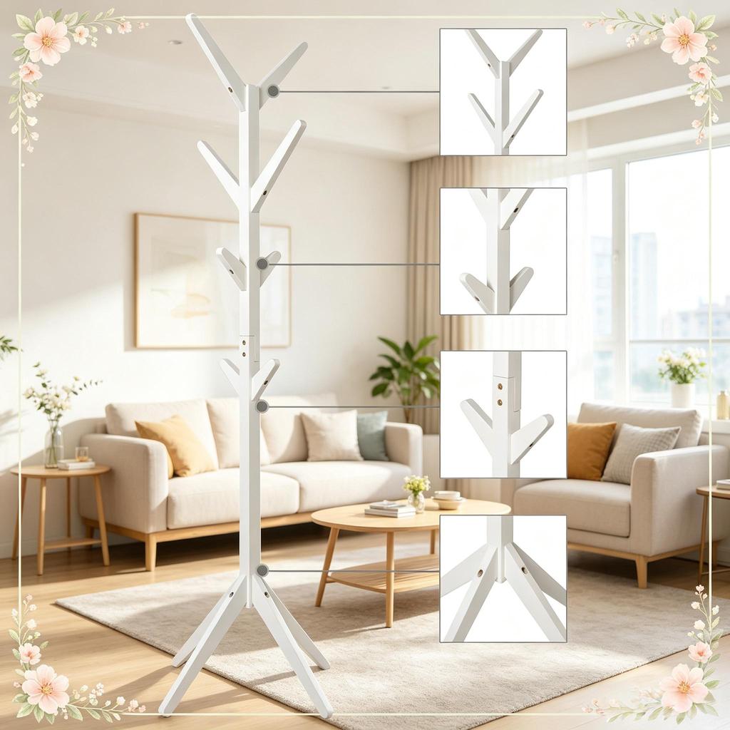 Wood coat rack, modern design coat rack, living room coat rack (coat rack only)