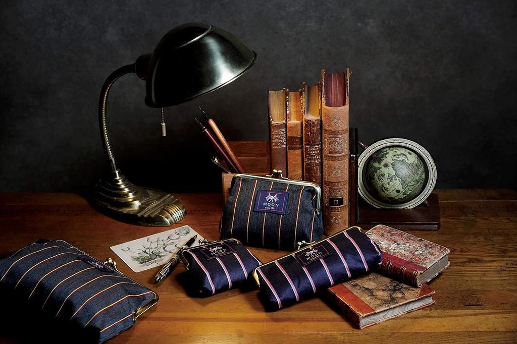 Marushin Large Pouch by W20 X H16 X Blazer Stripe Made with British MOON Product 0405007000 MOON, UK, D4cm, Navy, Fabric, Code