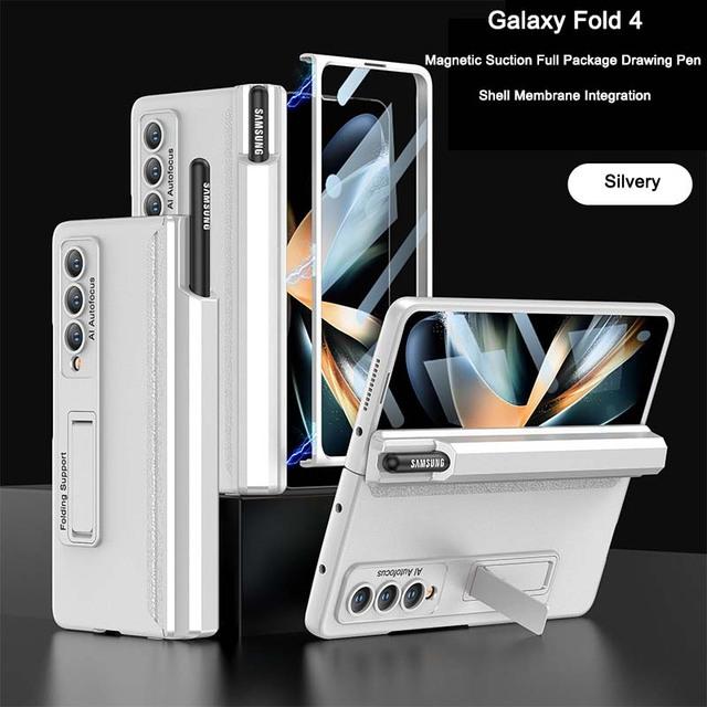

Чехол, совместимый с Samsung Galaxy Z Fold 4 5g, с подставкой и S-держателем для ручки, встроенная защитная пленка для экрана, чехол для беспроводной зарядки