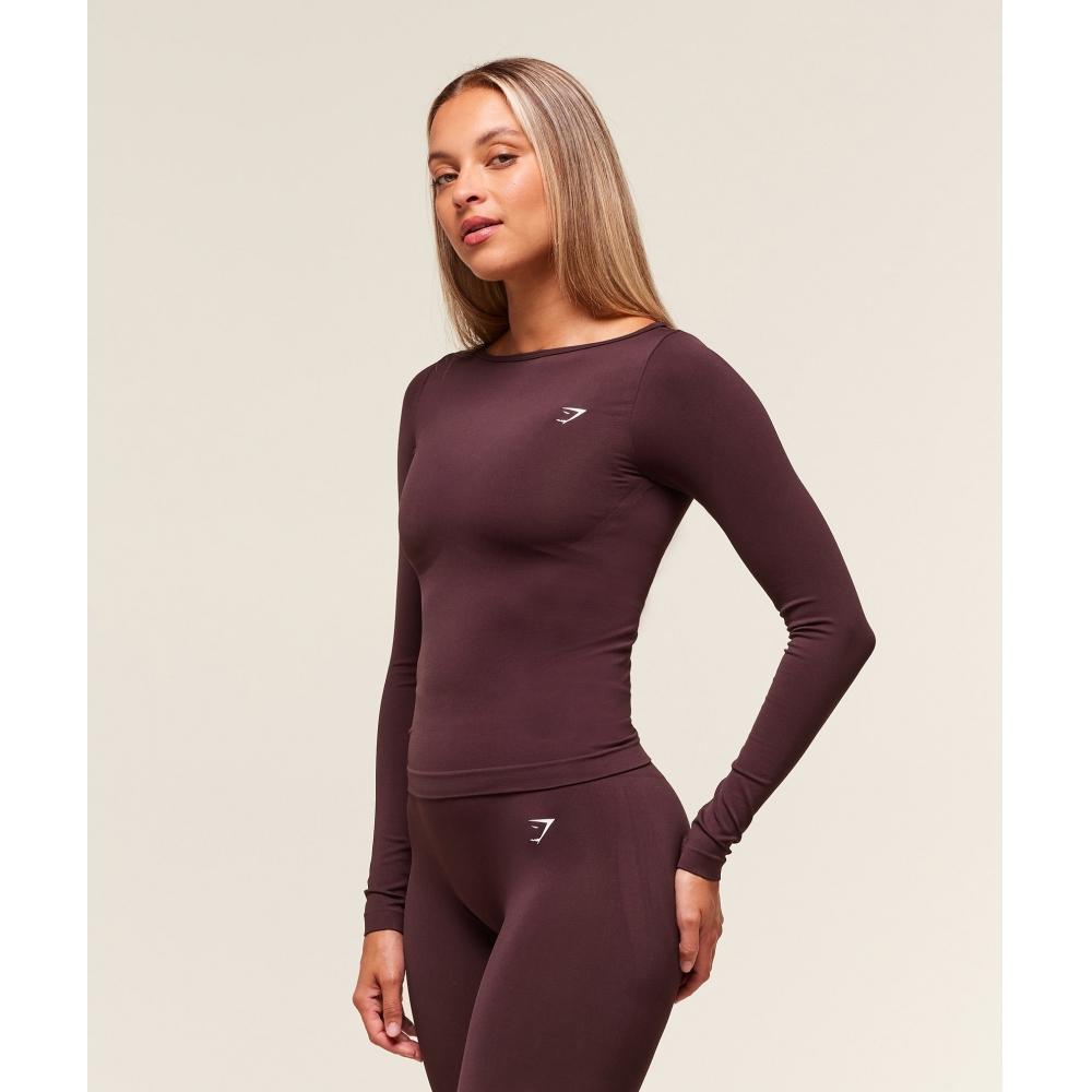 Gymshark Everyday Seamless Wide Neck Long Sleeve Top Cherry Purple B5b5f Pcds