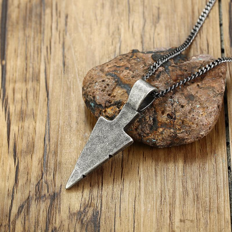 Heren Ketting, Pijlpunten Kunai Hanger, Roestvrij Staal Primitieve Stammen Speer Kettingen, Mannen Kunai Etnische Viking Ketting