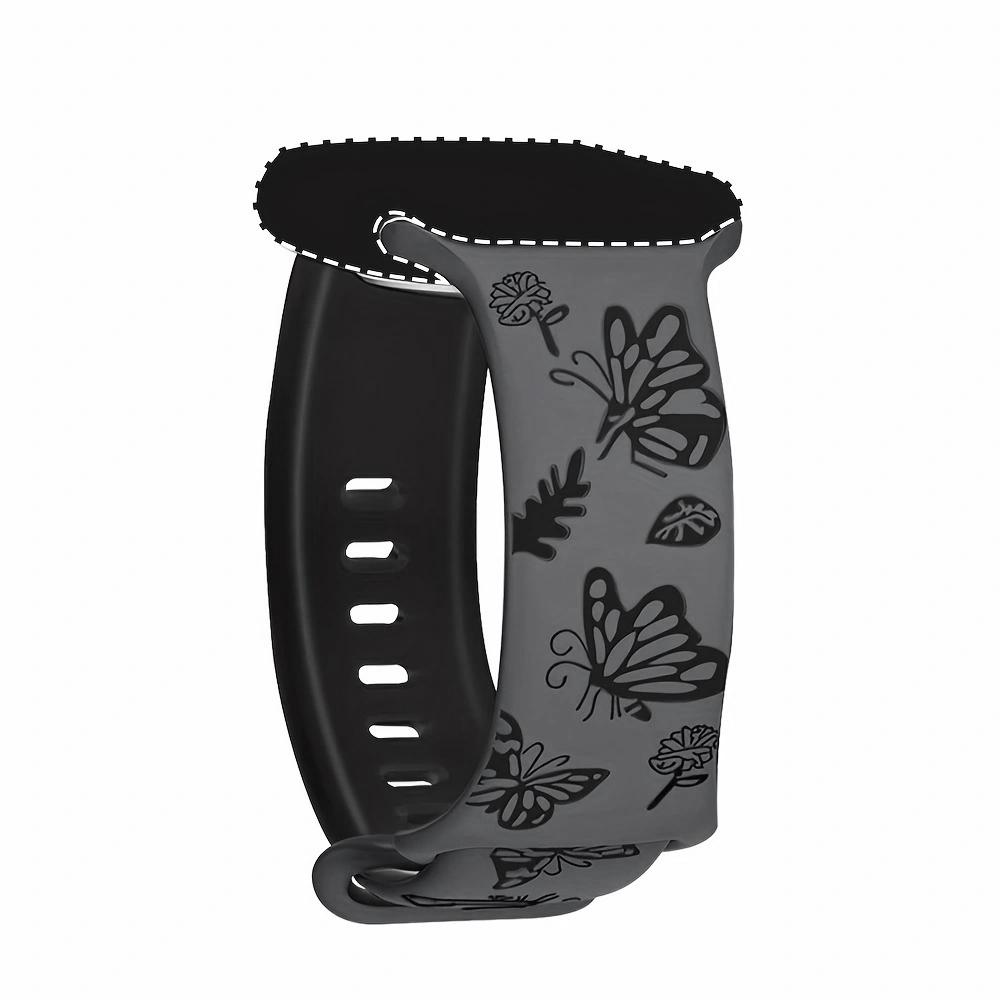 Dla Apple Watch Series 10/9/8/7/Ultra 2/SE 2 Silikonowy Pasek z Rzeźbioną Klamrą Motylkową