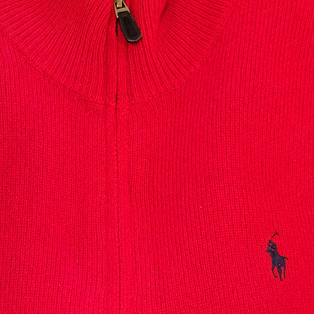 Polo Ralph Lauren Ss23 Ensfarget Genser med Broderi og Halv Glidelås Herregenser 710777743-011