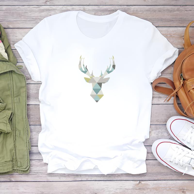 Women's Trendy T-shirt, Cute Printed Pattern, Short-sleeve Summer Daily Fashion Wear.