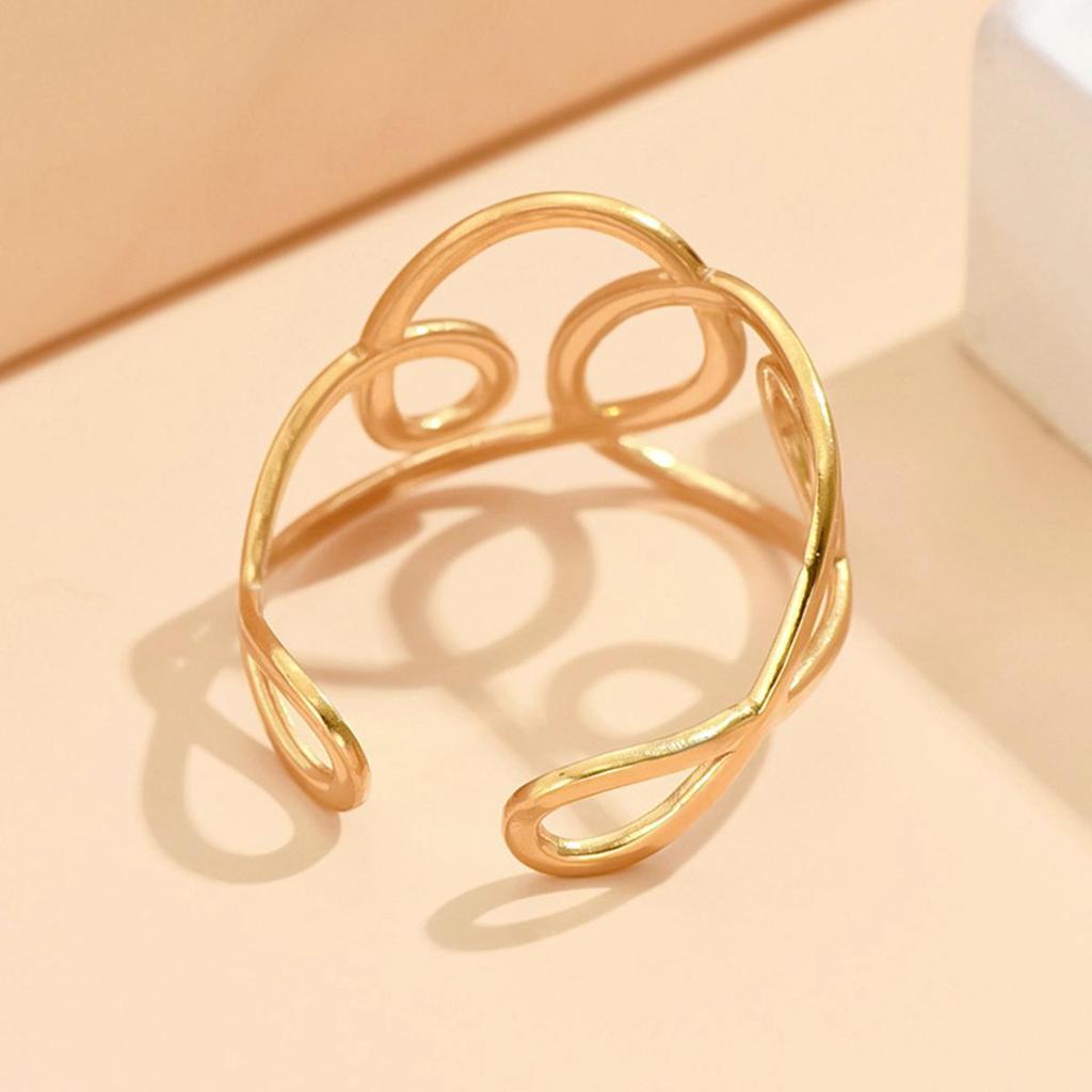 Adjustable Stainless Steel Line Design Ring: European & American Cool Style