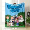 Cartoon Family In a Park Surrounded by Birds Attracted To Food. for All Seasons Blanket Lunch Break Throw Gift