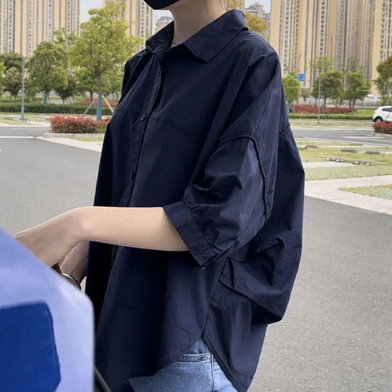 Mid-sleeve Thin Woman Blous Shir Summer Loose Fashion Irregular Shirt Casual Vacation Top Korean Women's Clothes