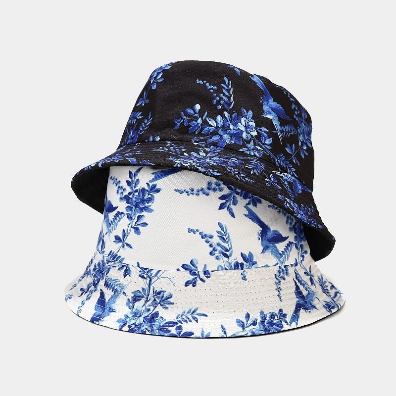 Classic Vintage Print Doublesided Sun Hat For Men Women Summer Outdoor Uv Protection