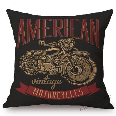 18" Vintage Motorcycle Club Poster Born To Ride Live To Ride Throw Pillow Case Us Funky Style Boy Husband Gift Cushion Cover