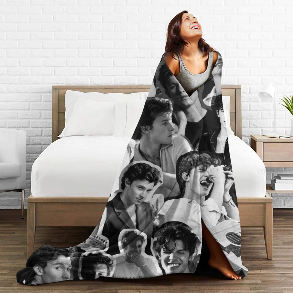 S-Shawn Mendes Blanket Musician Camping Flannel Throw Blanket Super Soft Couch Chair Custom Bedspread Gift