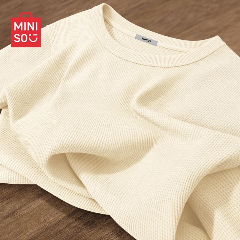 MINISO Men's Waffle Knit Long Sleeve T-Shirt