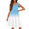 Children's Dress Without Cuff Pocket Square Collar Casual Style Gradient Print Dress
